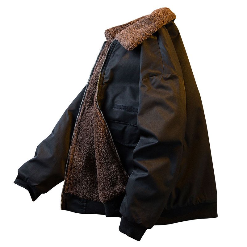 D coloration wool collar jacket