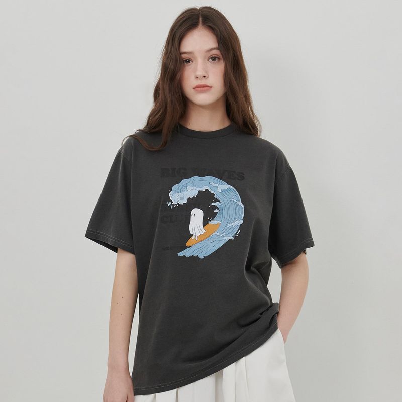 AWE BORN US（アボンアス）の「【MADE】SURF GHOST PRINT T-SHIRT [BLACK]（Tops）」