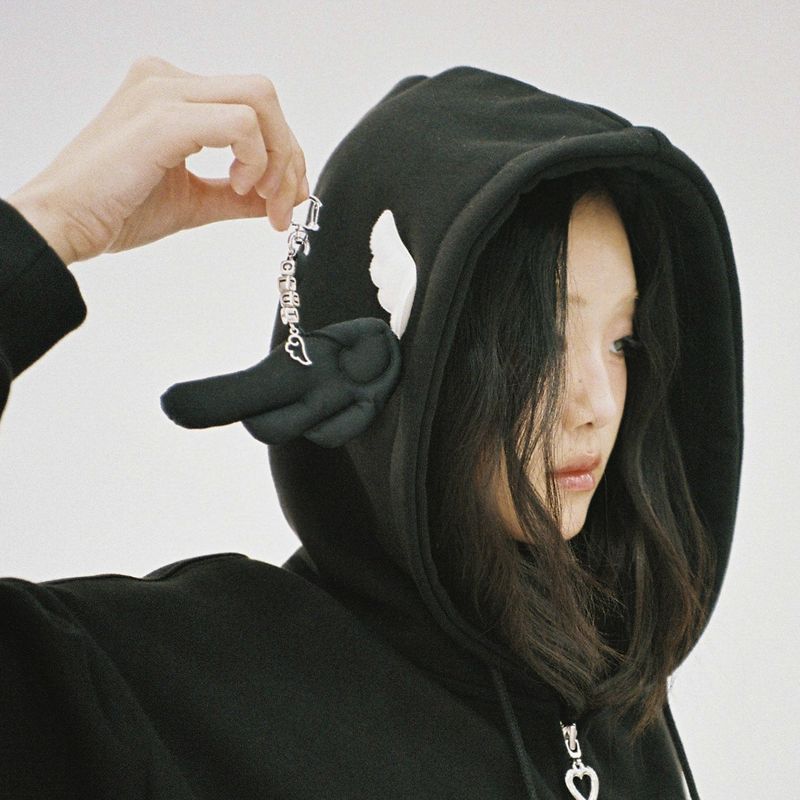 Angel Wing Keyring - BLACK