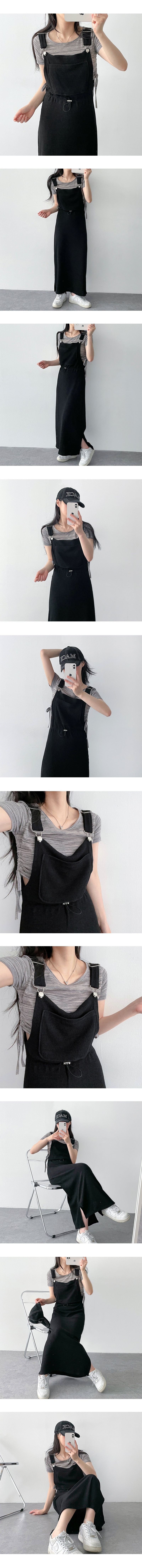 mint slit string suspenders dress