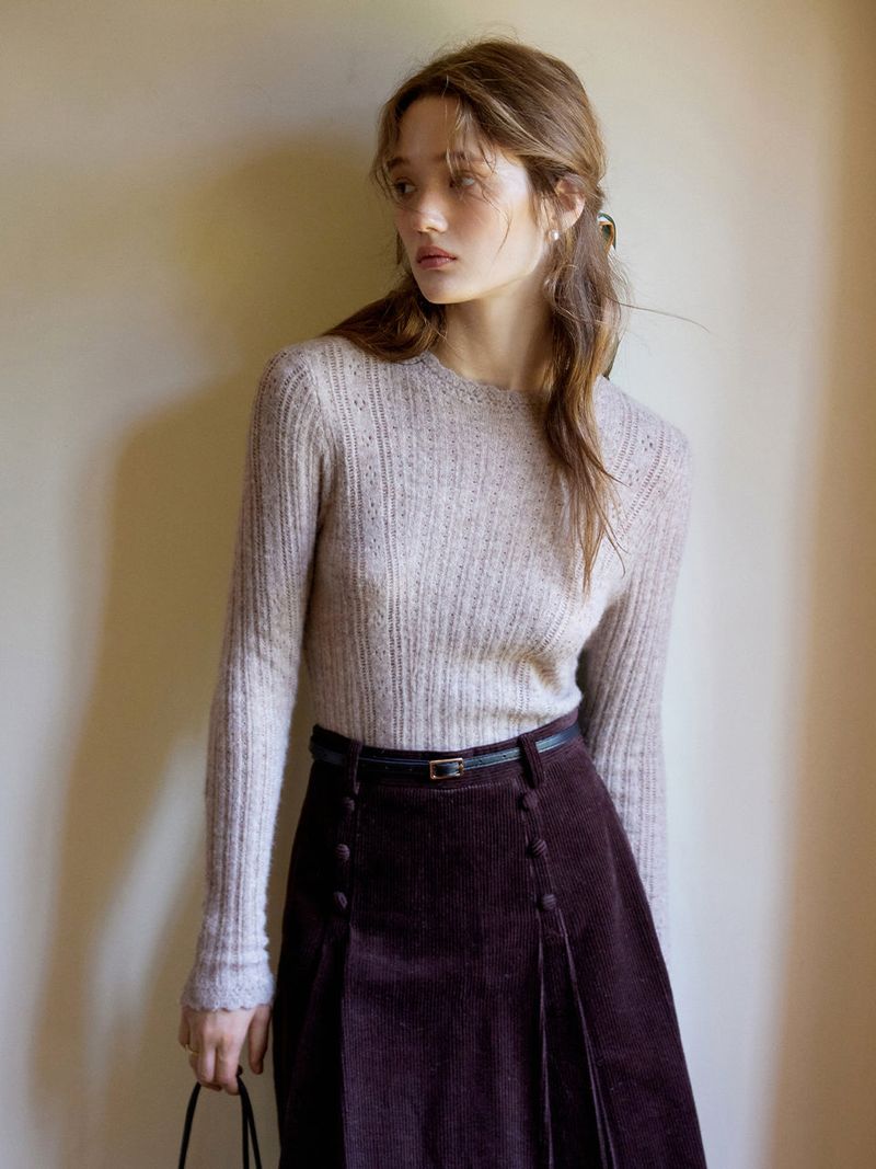 BETH woolen wave neck knit