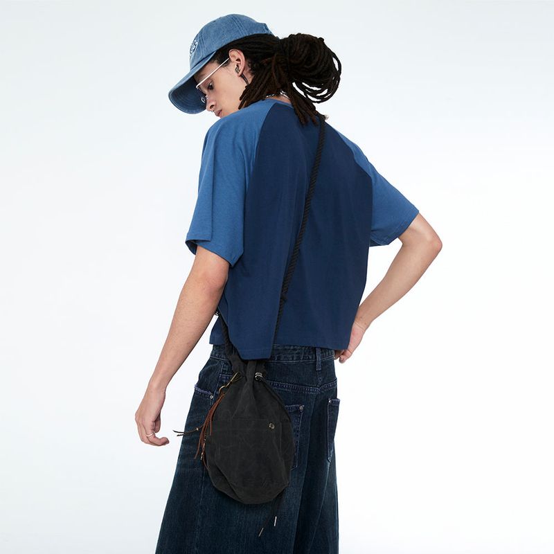 Waxed Cotton Hippie Bag Black