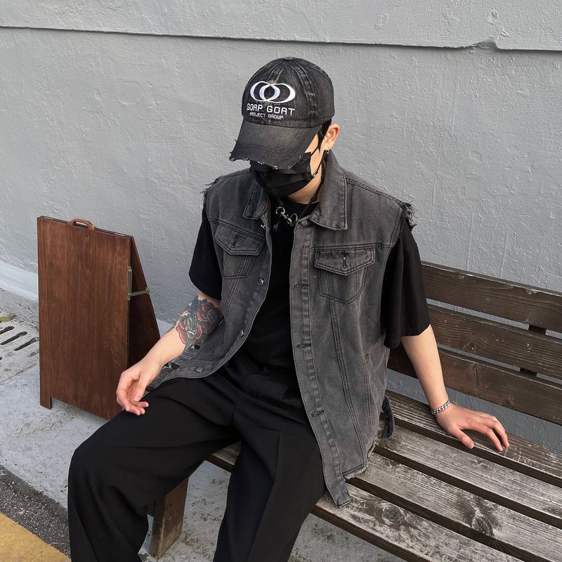 Black Jeans Denim Vest D725013534026