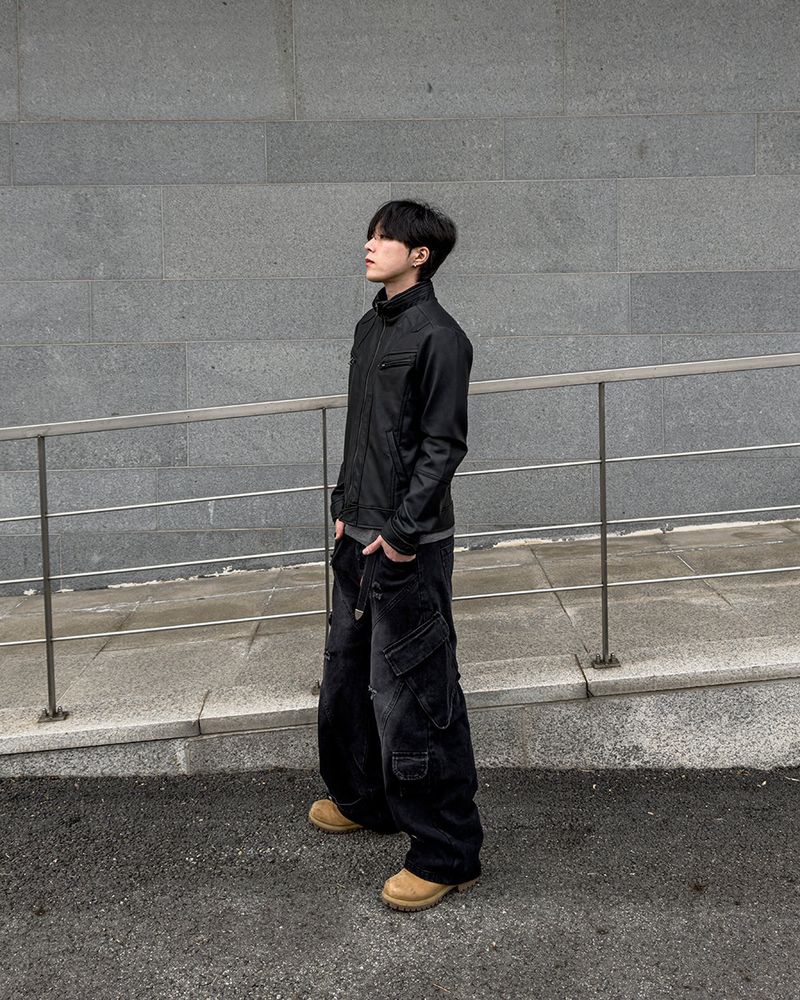 Sel Distressed Cargo Wide Denim