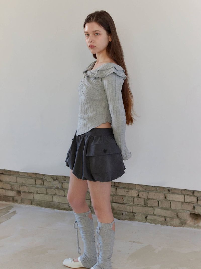 BALLOON POCKET MINI SKIRT PANTS / CHARCOAL