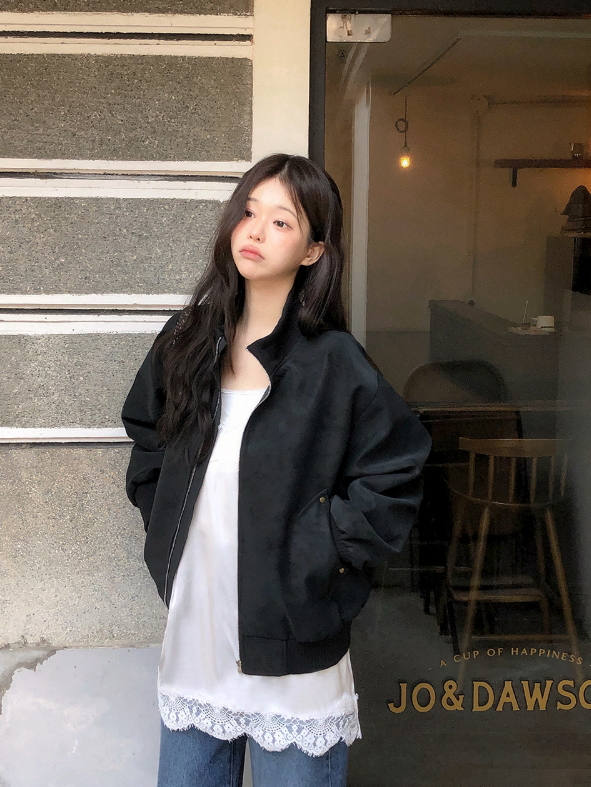 #VG Half Neck Suede Zip-up Jumper (3color)