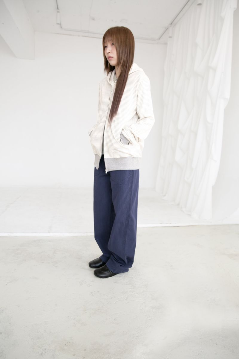button twoway stripe hood zip-up(2colors)