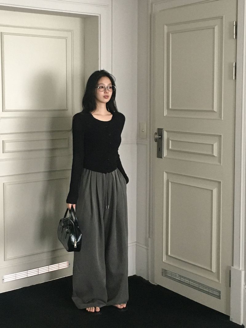 [MADE] Square wide rubber waist long pants