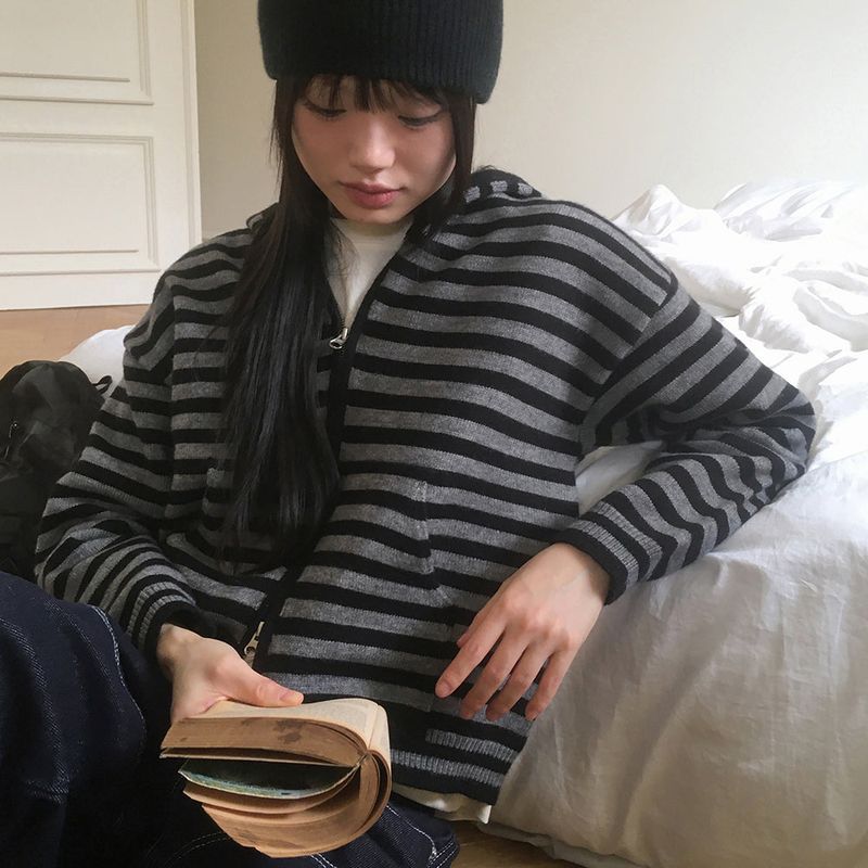 [MADE] Anton Stripe Pocket Two-Way Knit Zip-Up