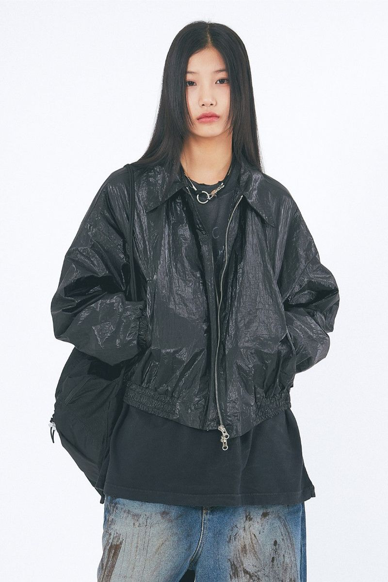 Raucohouse(ラウコハウス)の「Urban glossy short zip-up jacket(Jackets/Outerwear)」