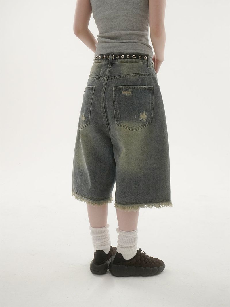 Flower eyelet rivet belt -1C