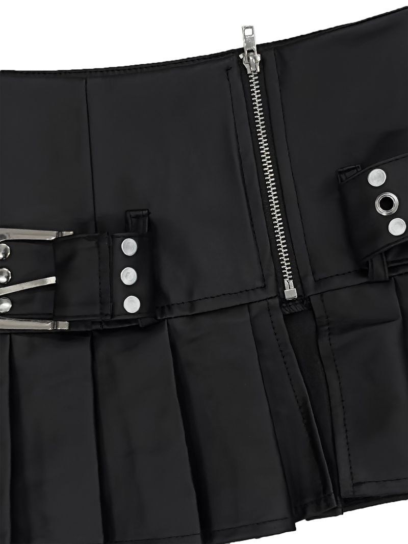 chic layered pleated leather skirt