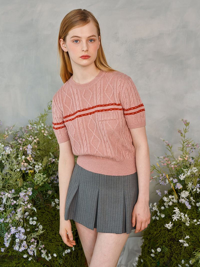 Color Line Twisted Knit (Pink)