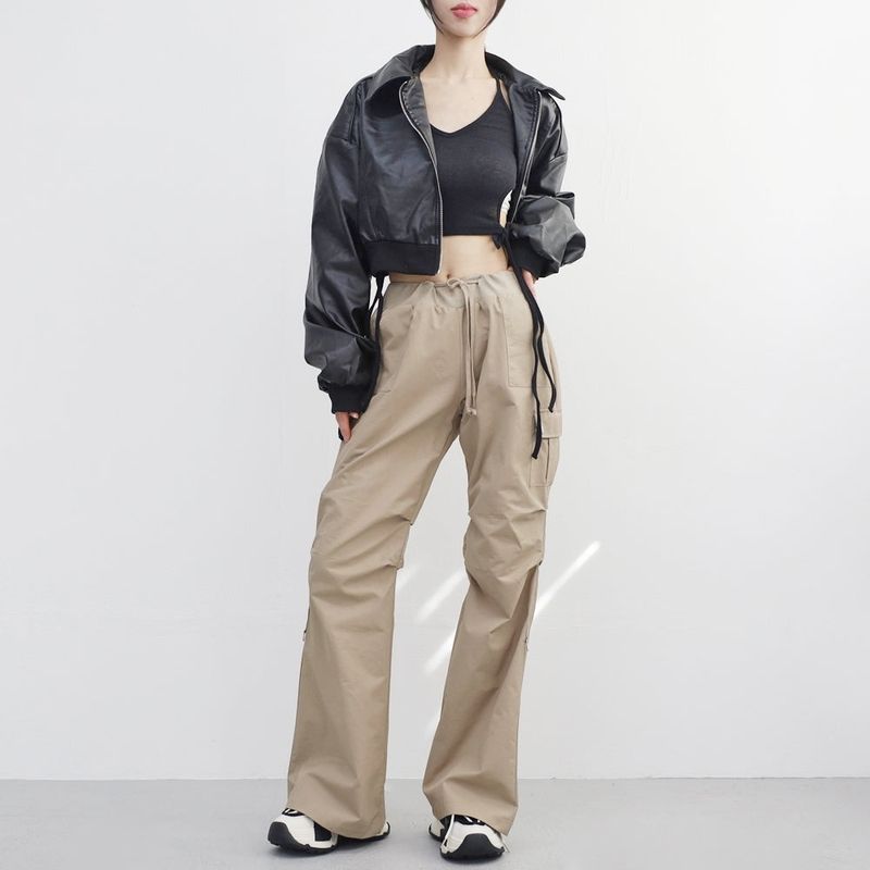 Viola cropped leather jacket