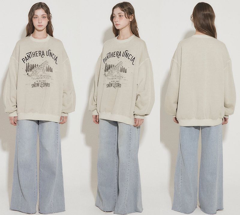 SNOW LEOPARD PRINT SWEATSHIRT [normal] [BEIGE]