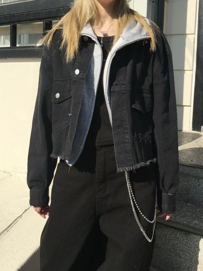 Washed Deckie Crop Denim Jacket (1c)
