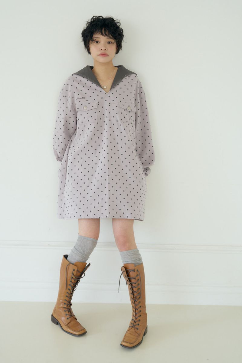POLKA STAR PATCH SAILOR DRESS (PURPLE)