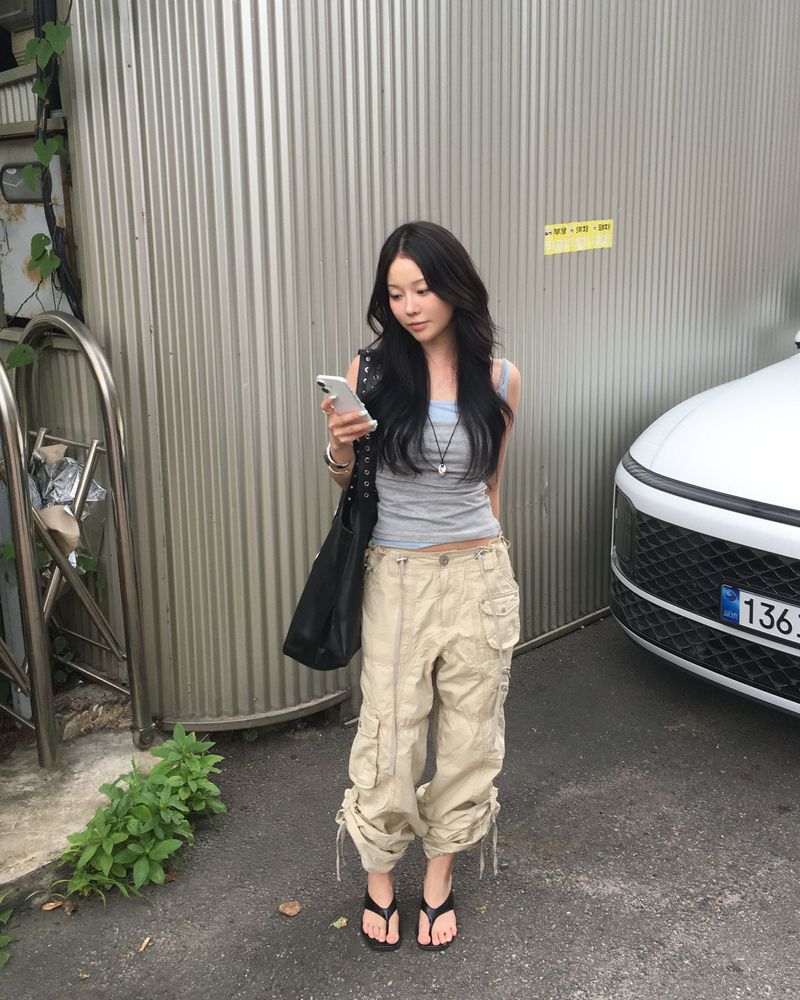 (2way) Vintage cargo string pants