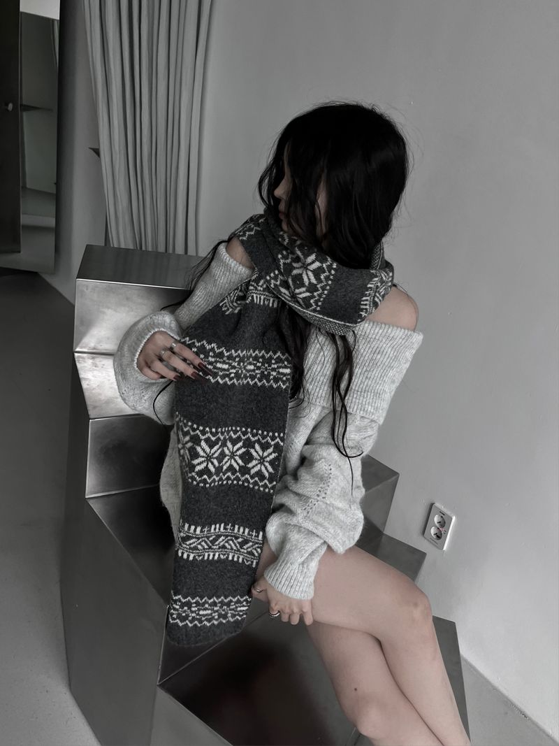 winter jacquard contrast muffler (4color)