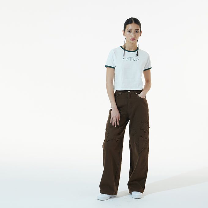 GREEN RABBIT EMOJI CROP T-SHIRT