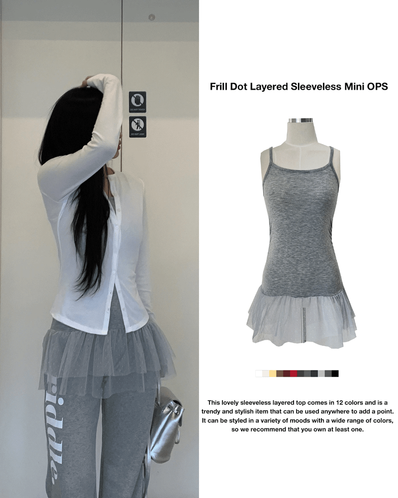 GUSTA（グスタ）の「Frill Dot Layered Sleeveless Mini One Piece Top (12 Colors)（Dresses）」