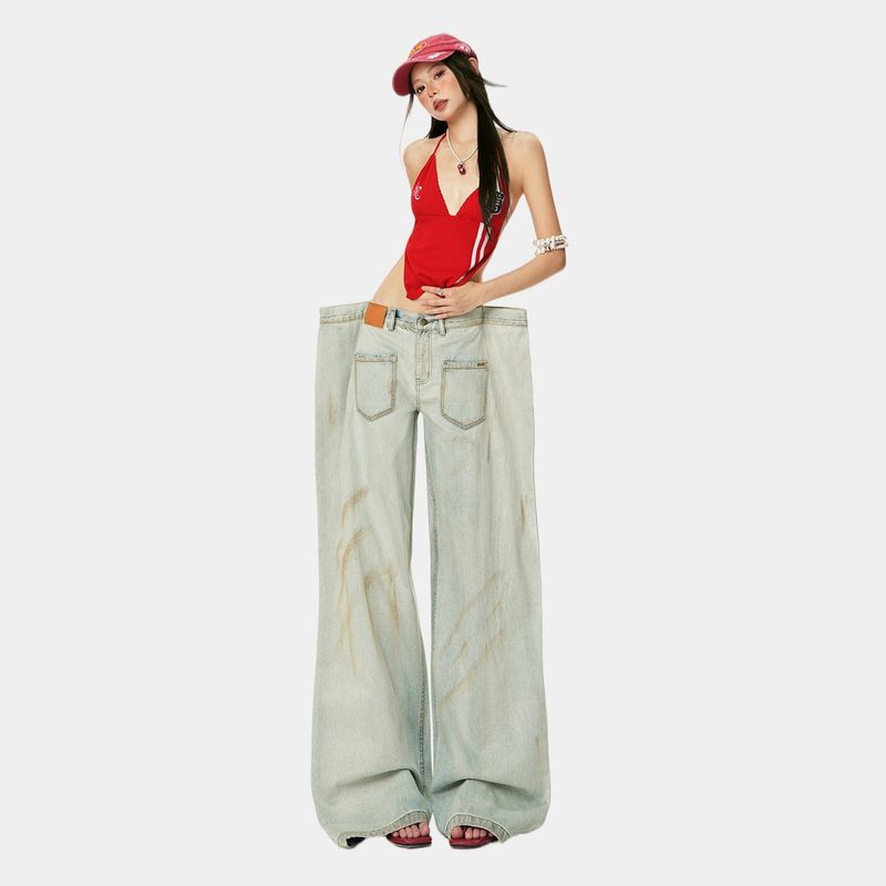La mode MAQI（ラ モード マキ）の「Reversed Pocket Washed Wide-Leg Denim Pants（Pants）」