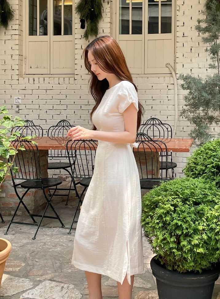 Opil Balloon Sleeve Linen Long One Piece