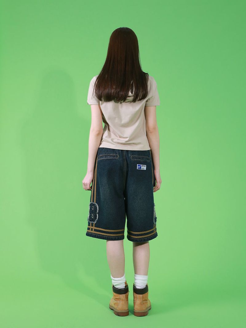 BASKETBALL DENIM HALF PANTS (INDIGO)