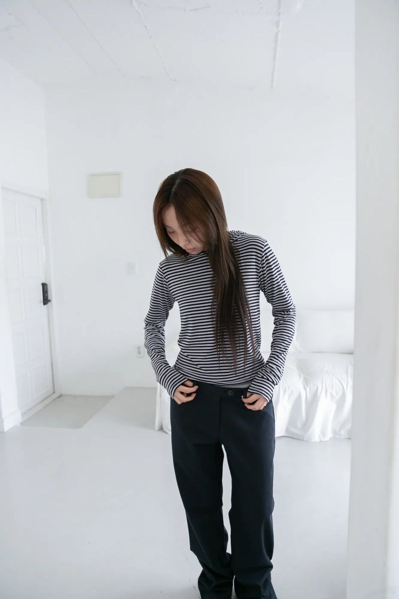 stripe regular hood top(2colors)