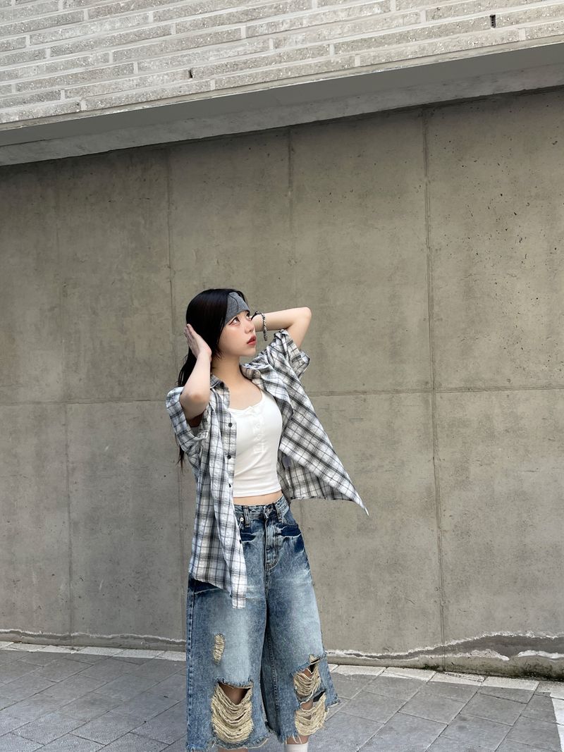 Spark Destroyed Denim Bermuda Pants