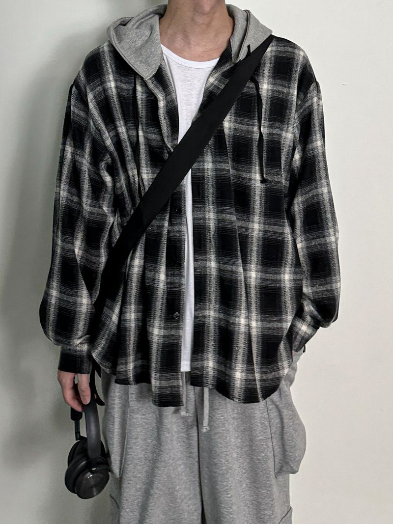 Henri hood over check shirts