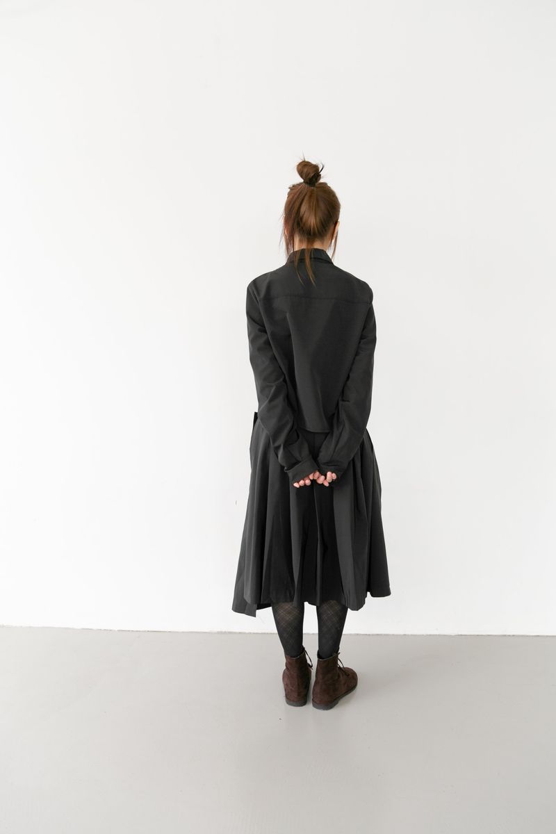snap button unbal pleats skirt(2colors)