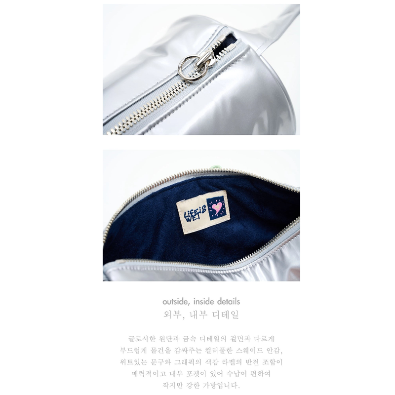2WAY BELTED STRAP BARREL BAG SMALL_GLOSSY SILVER