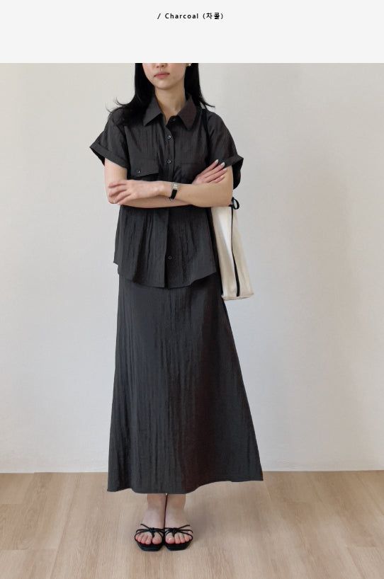 Even Nylon Roll-up Short Sleeve Shirt