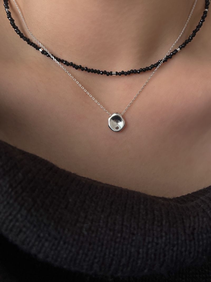 (silver925) Black spinel necklace