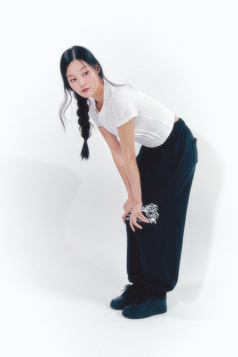 Knee Point Ribbon Jogger Pants Black