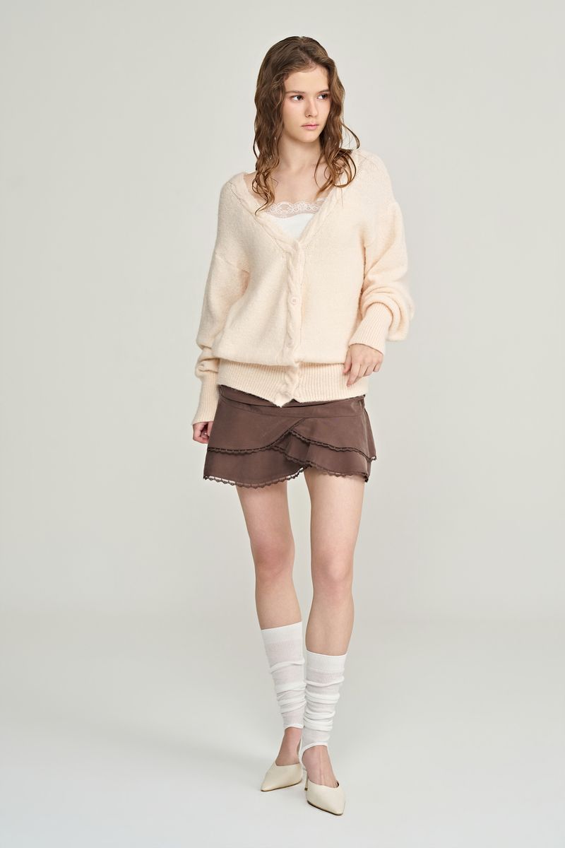 Souffle deep v-neck cardigan, Pink