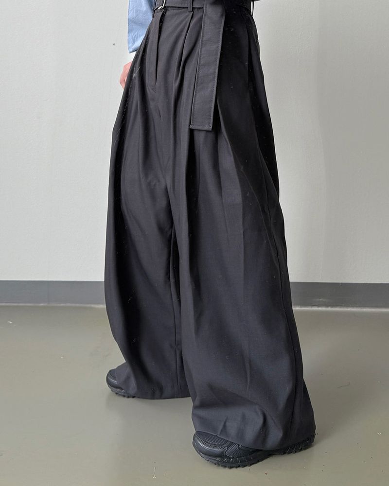 Drape Belted Wide Slacks