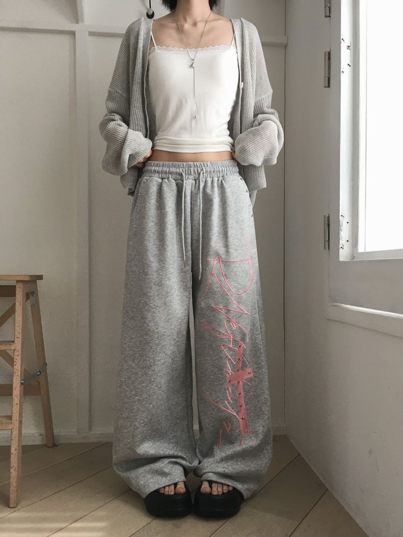 Pink Cross Banding Long Pants