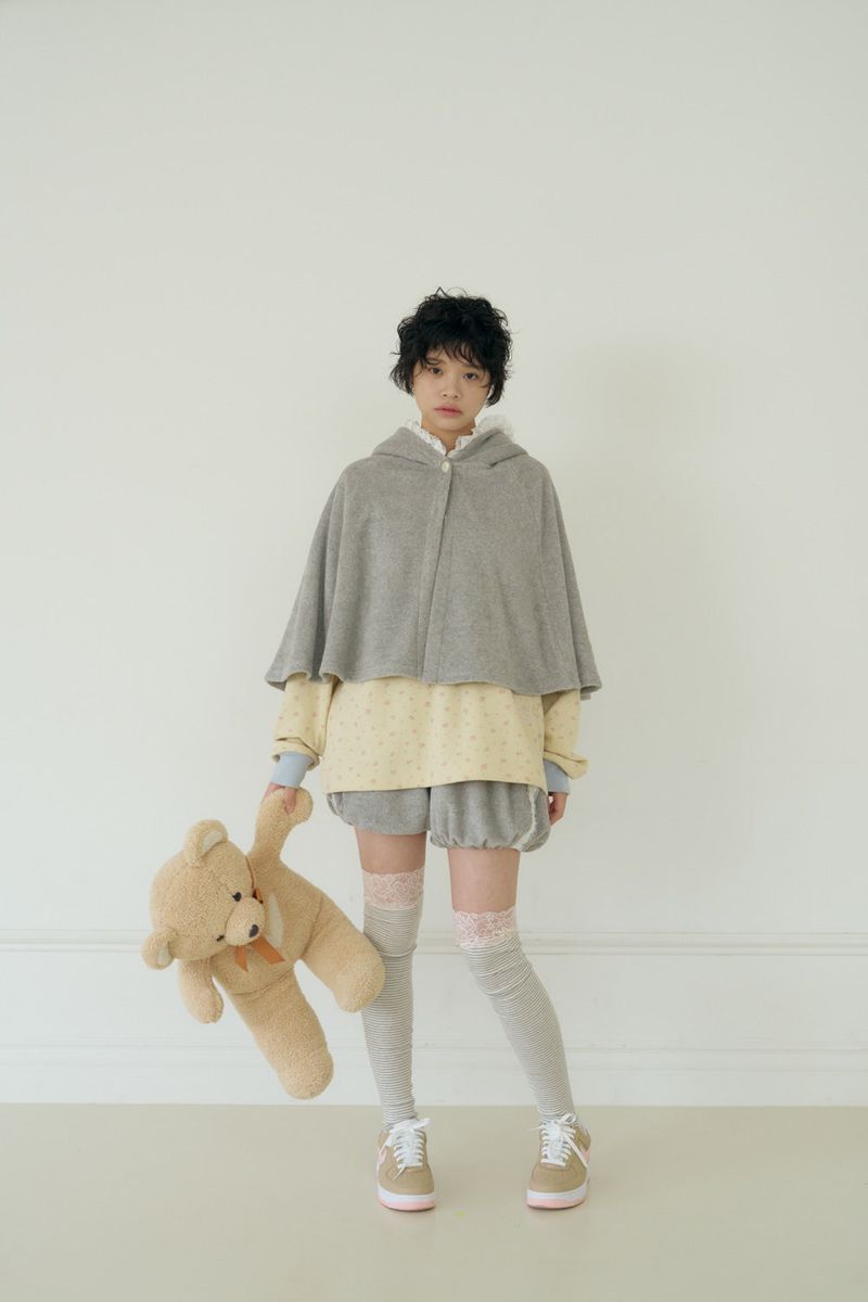 VANILLA TERRY HOOD CAPE (GREY)