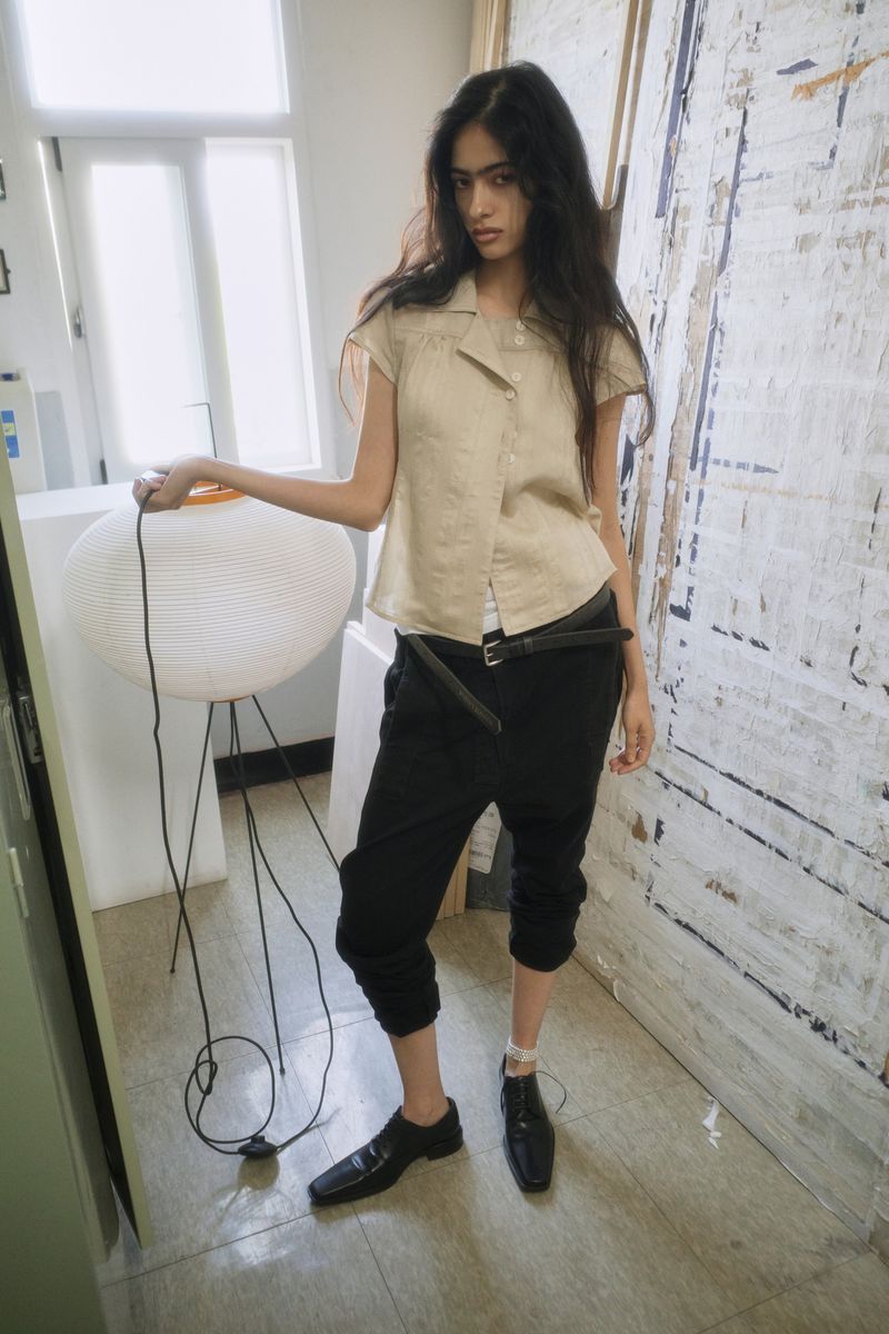 26SS★ WRAP BUTTON CAP SLEEVE BLOUSE