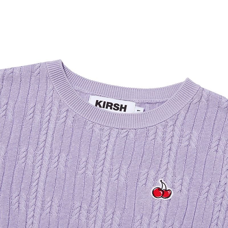 SMALL CHERRY CABLE CROP SHORT SLEEVE KNIT [LAVENDER]