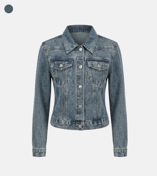 Vintage Washing Crop Denim Jacket