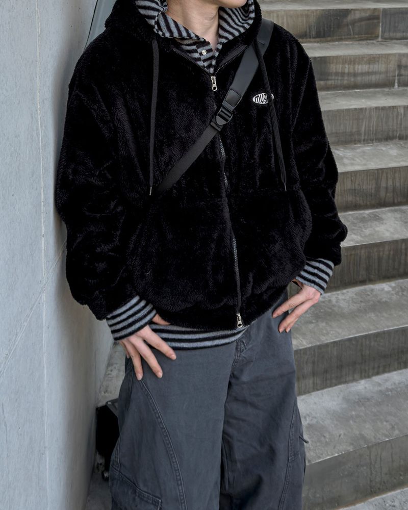Perrin Fleece Shearling Hood Zip-Up