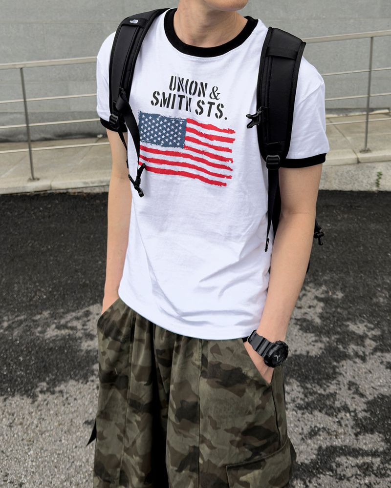 Loue American Flag Ringer Muscle Tee