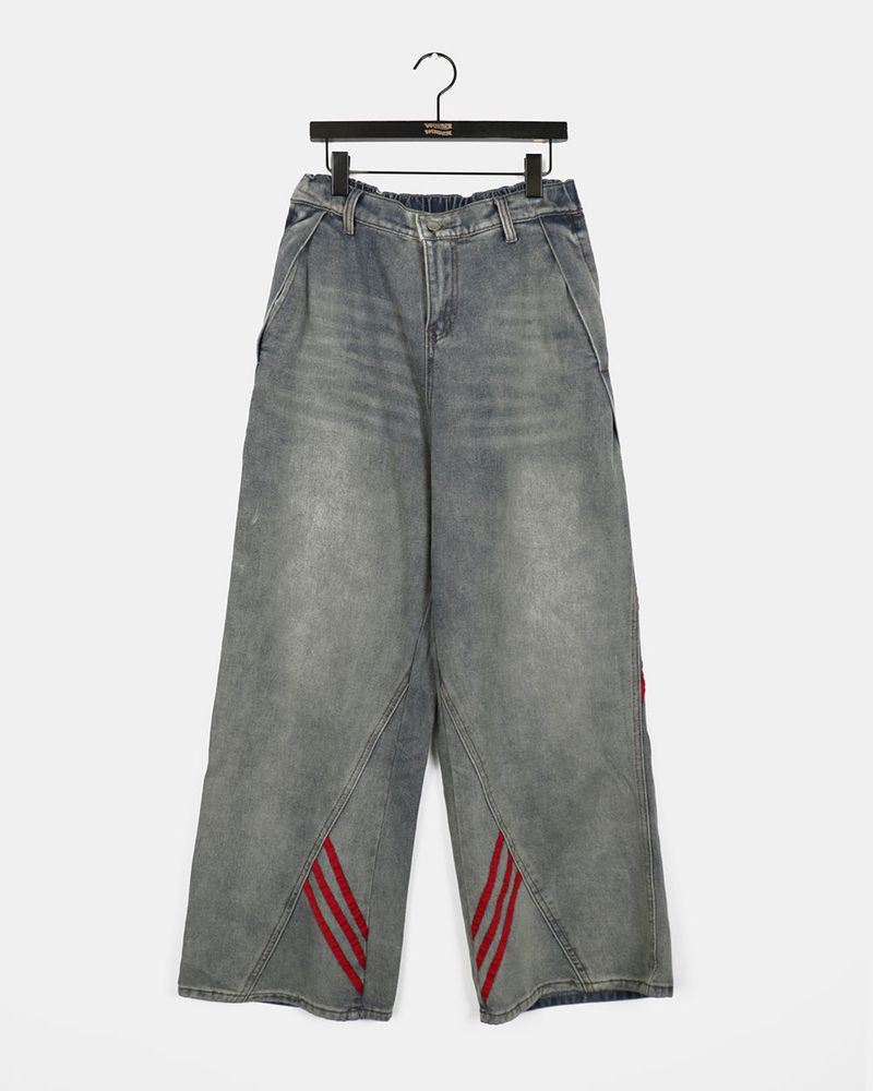 Biggy Hip Line Diagonal Track Denim Pants