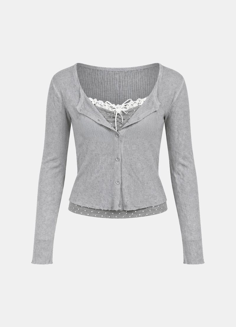 Aven Lace Layer Cardigan Set