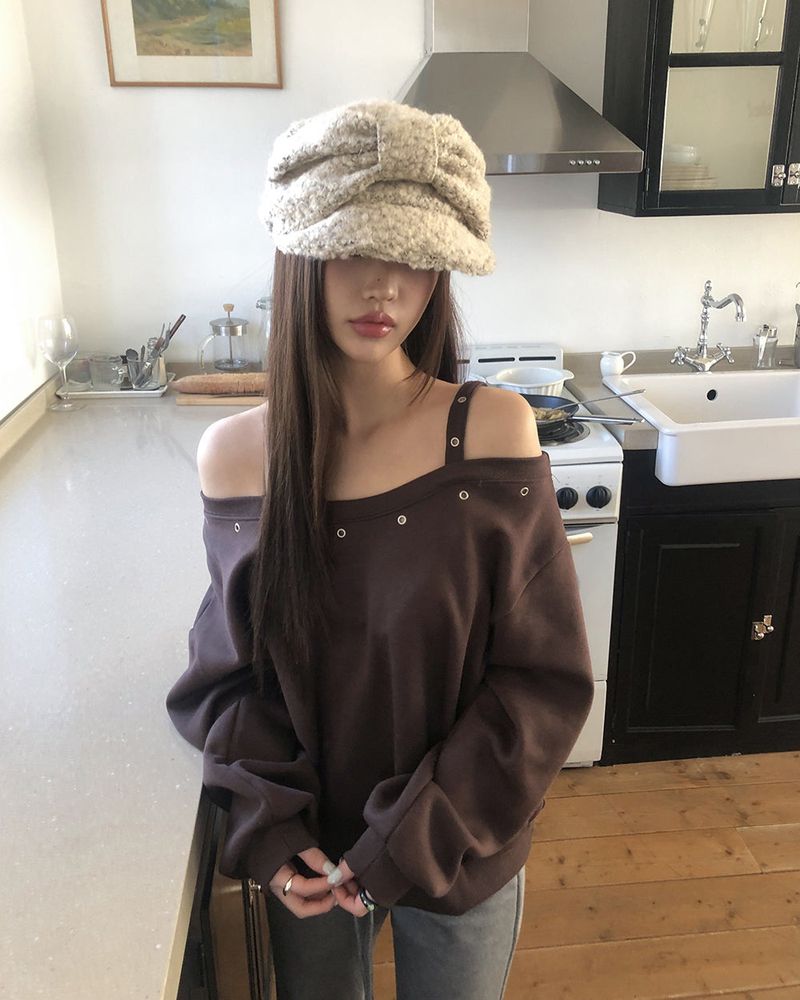 Jaei Ribbon Teddy Fleece Hat