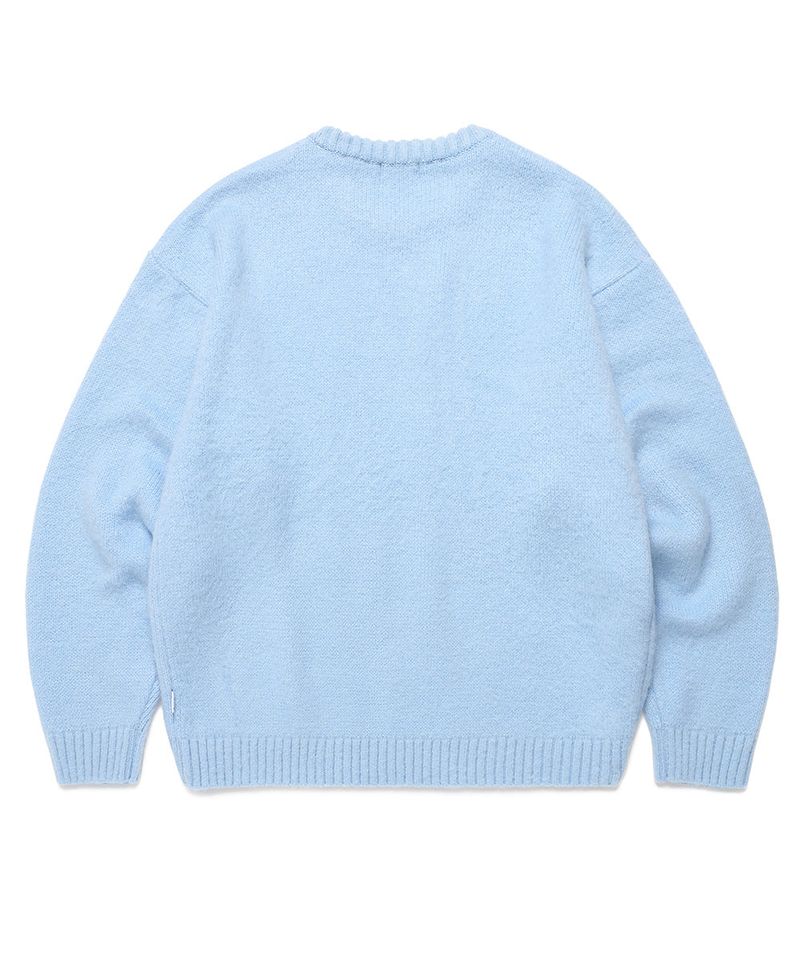 BRUSHED SELLER LOGO KNIT CREWNECK BLUE(CV2DFUK600A)