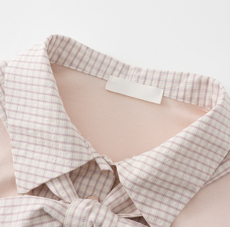Lydia Check Ribbon Collar Tee